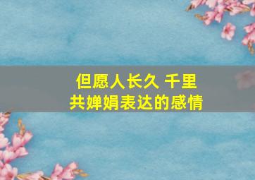 但愿人长久 千里共婵娟表达的感情